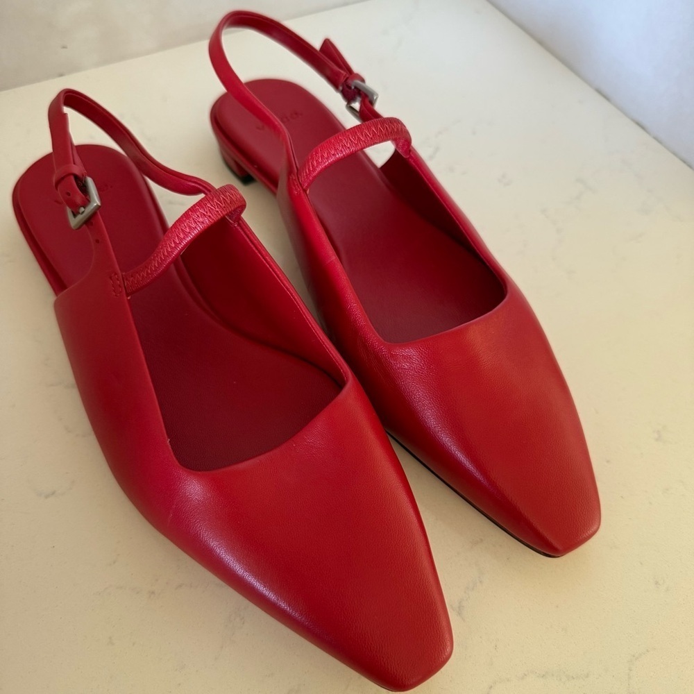 Vince Alta Flats Red Leather Slingback | Women’s Size 6 | New Without Box - Picture 1 of 5